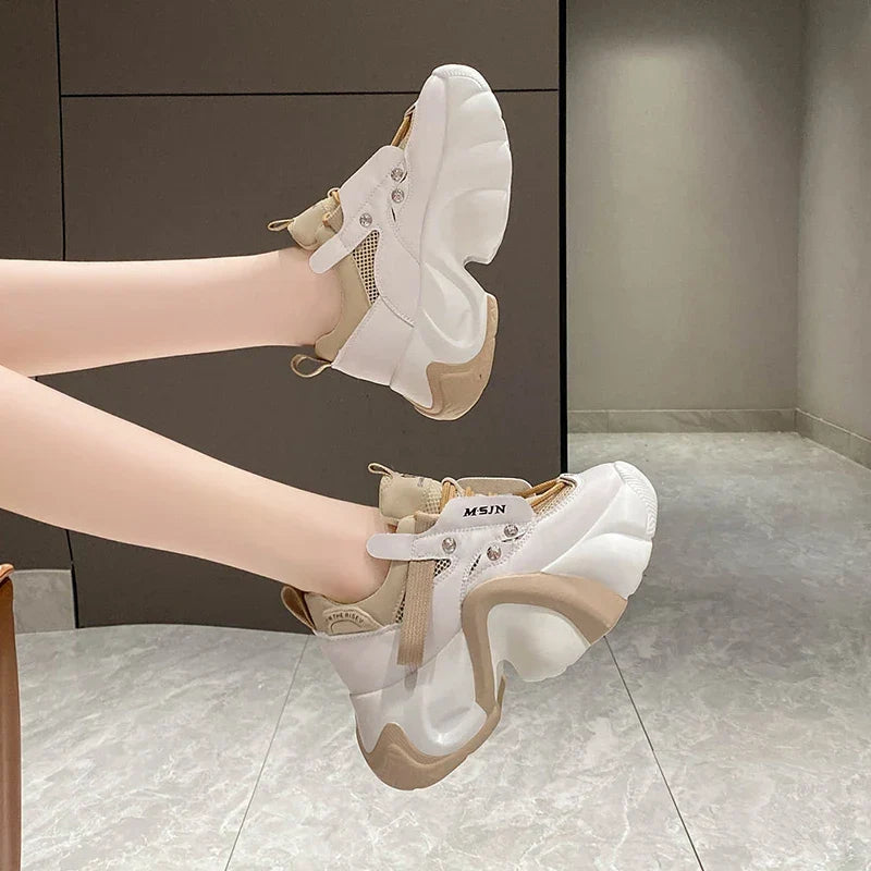Chunky Mesh Platform Sneakers