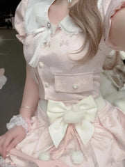 Kawaii Pastel Outfit Set - Crop Top & Mini Skirt