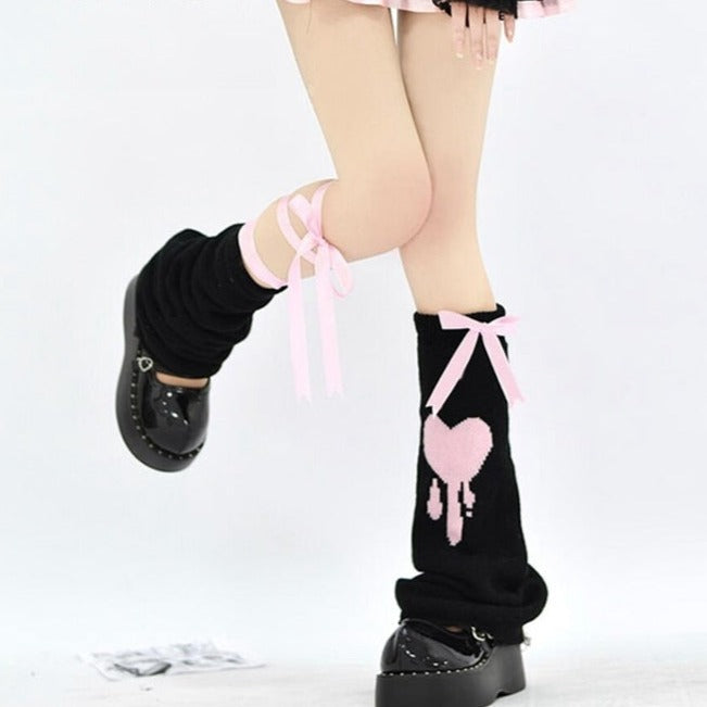 Y2K Ribbon Lace-Up Leg Warmers