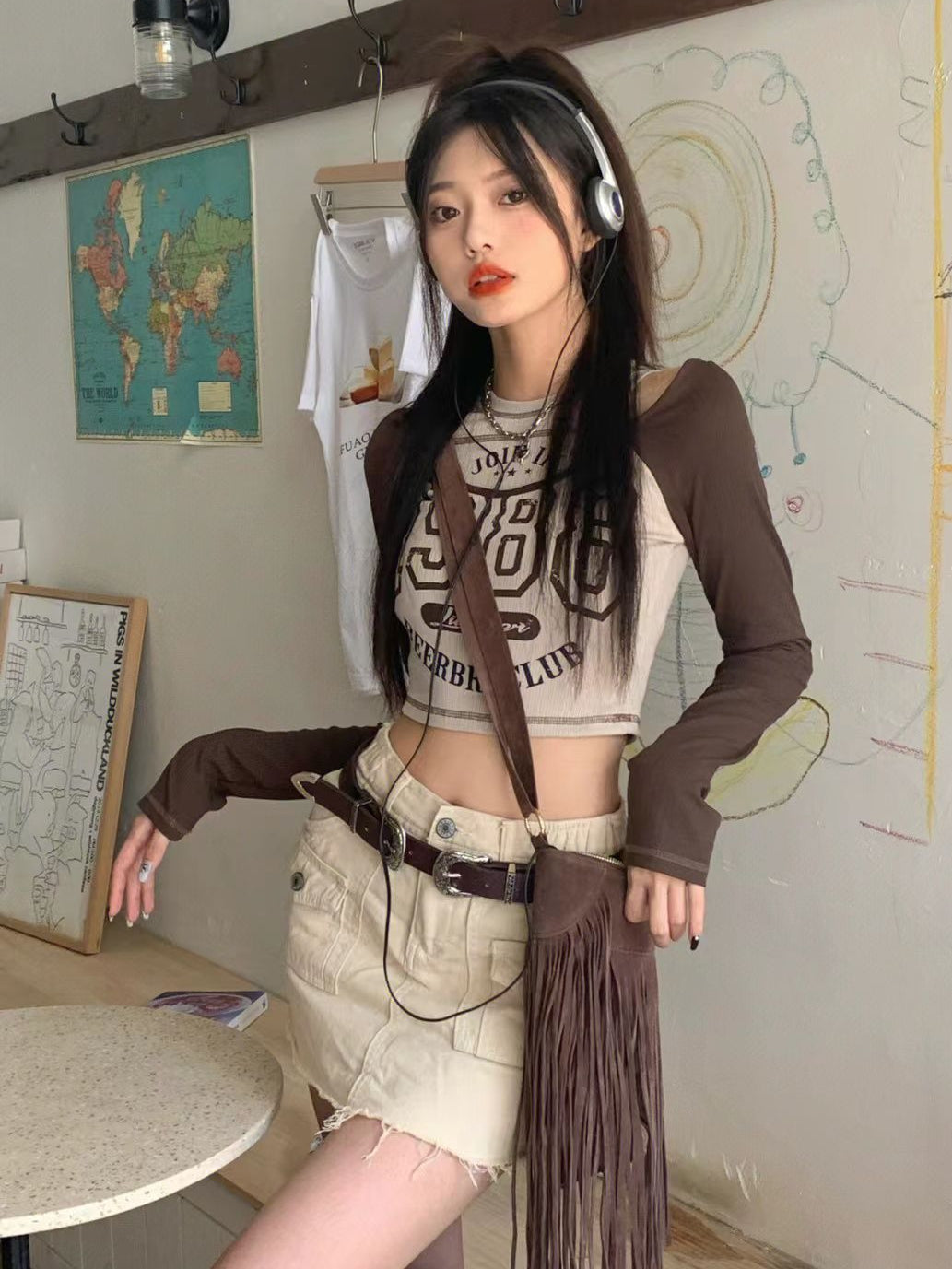 Y2k Vintage Off Shoulder Top