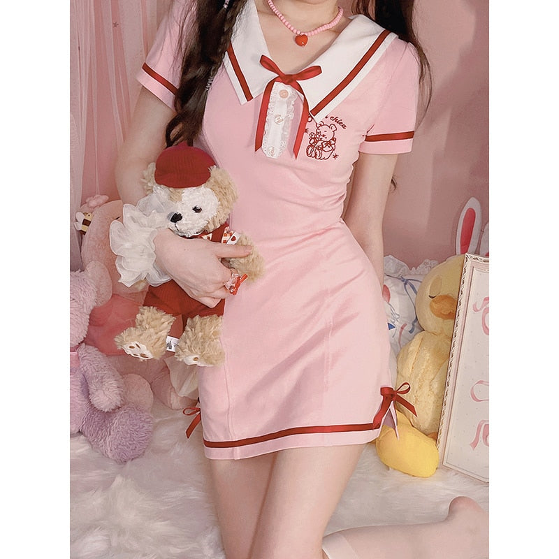 Sweet Sailor Collar Mini Dress