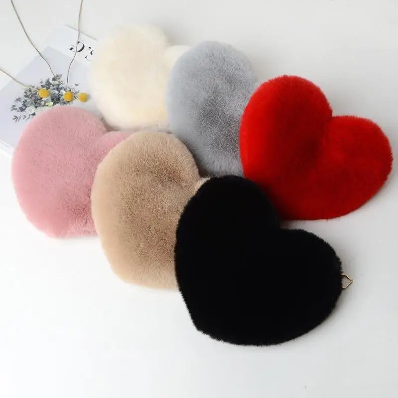 Kawaii Heart Plush Shoulder Bag