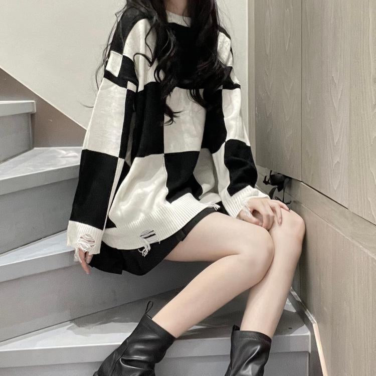Plaid Korean Style Sweater