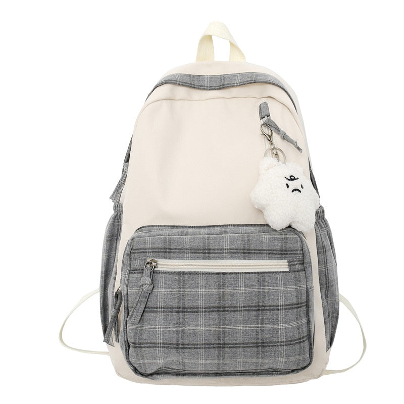 Cozy Plaid School Backpack