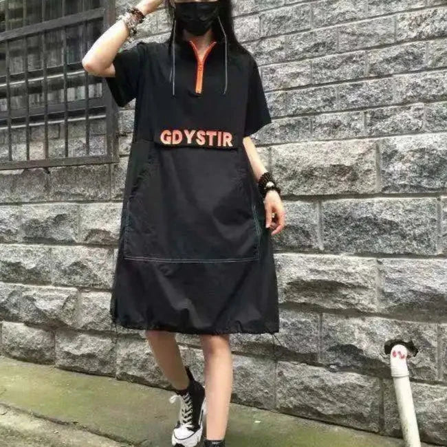 Harajuku Loose Zipper Dress