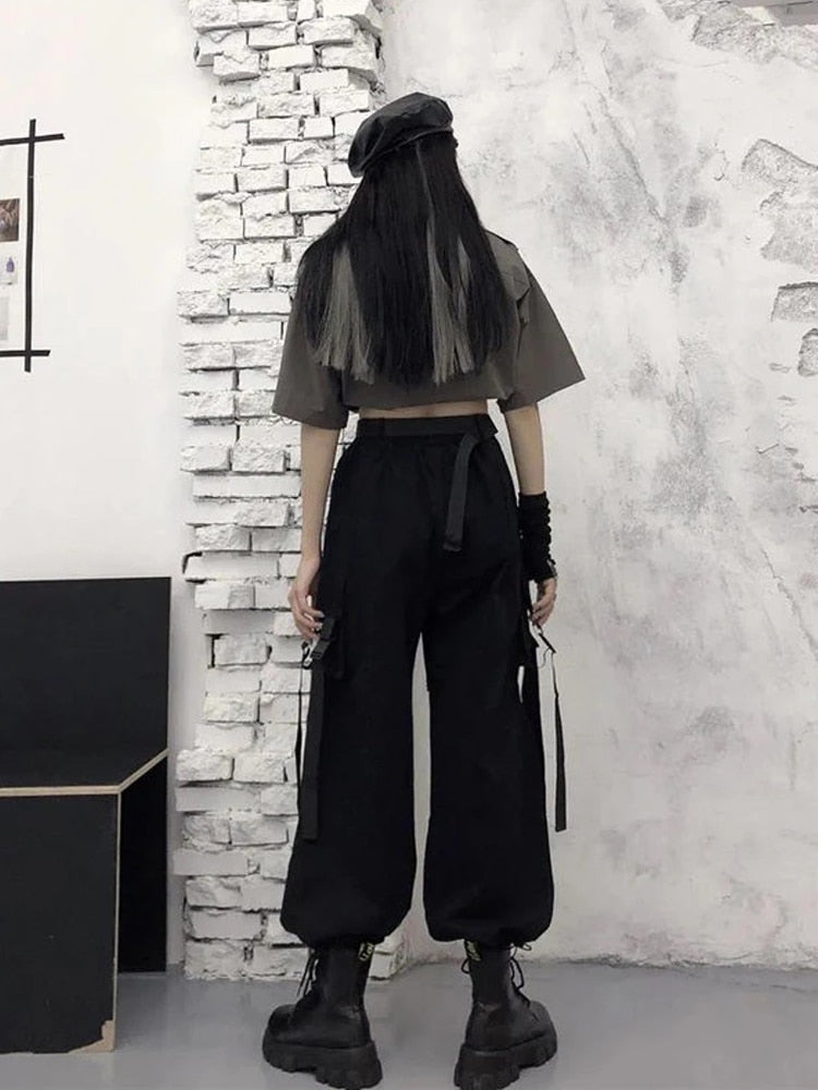 Korean Techwear Cargo Pants with Chain