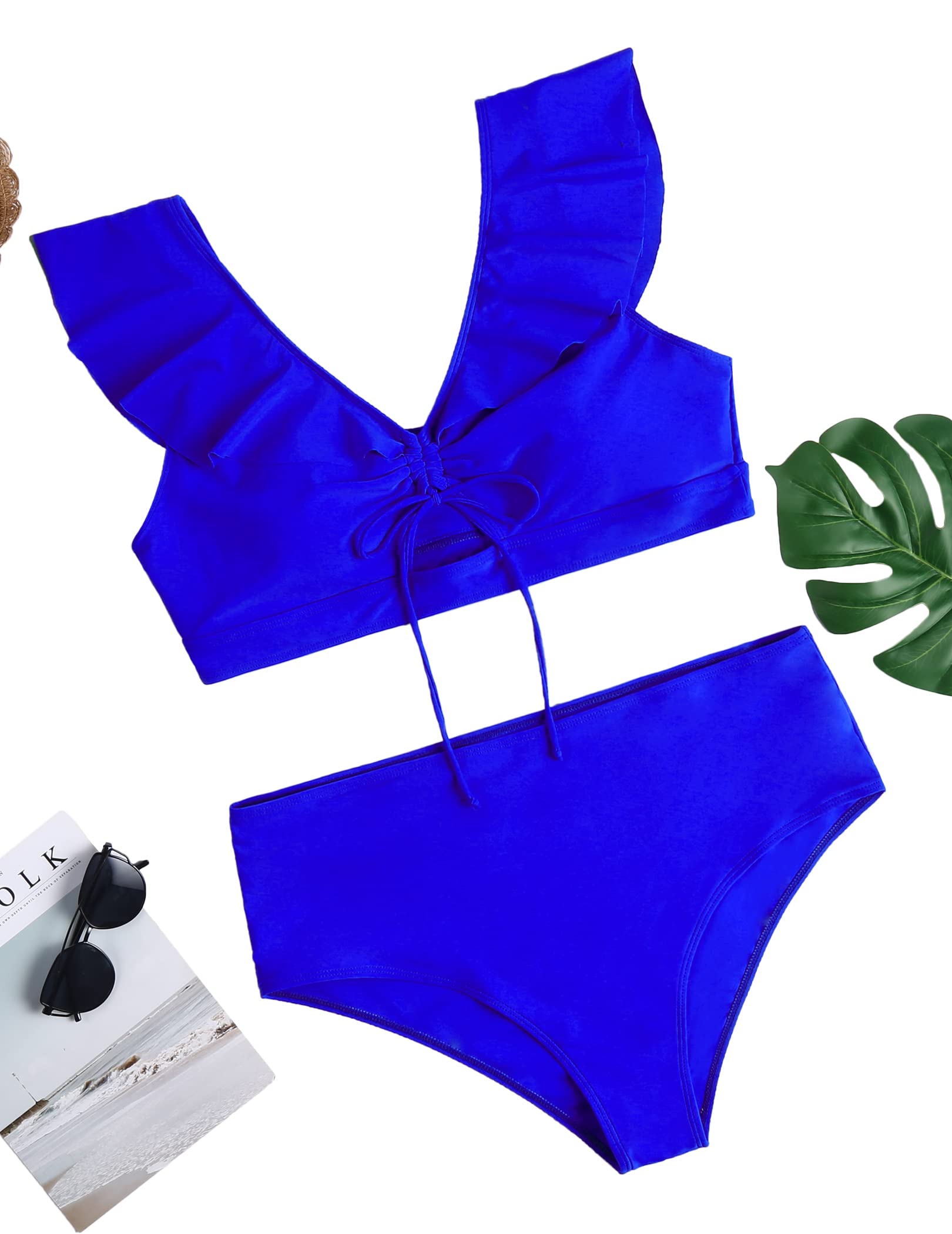 Plus Size Ruffle High Waist Bikini Swimsuit