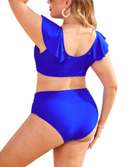 Plus Size Ruffle High Waist Bikini Swimsuit