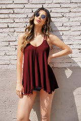 Loose Flowy Cotton Tank Tops Camis with Tassel