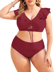 Plus Size Ruffle High Waist Bikini Swimsuit