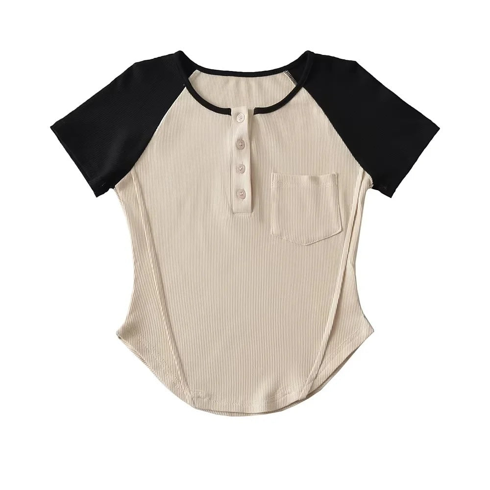 Button Collar Stretchy Women's Sports Yoga Top