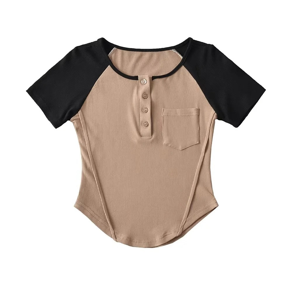 Button Collar Stretchy Women's Sports Yoga Top