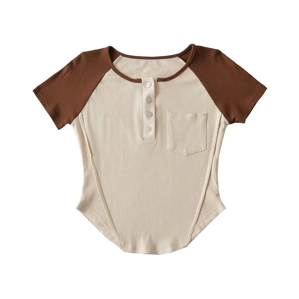 Button Collar Stretchy Women's Sports Yoga Top