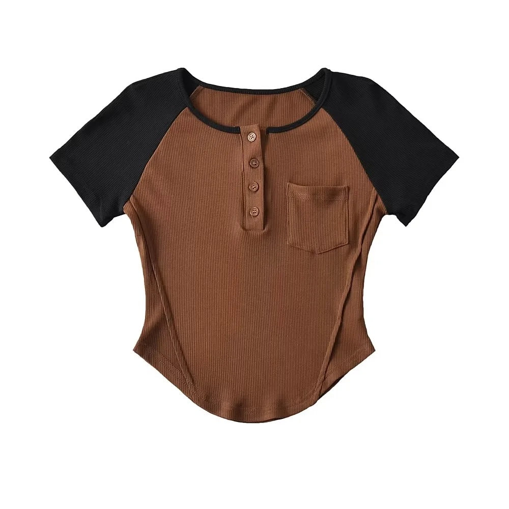 Button Collar Stretchy Women's Sports Yoga Top