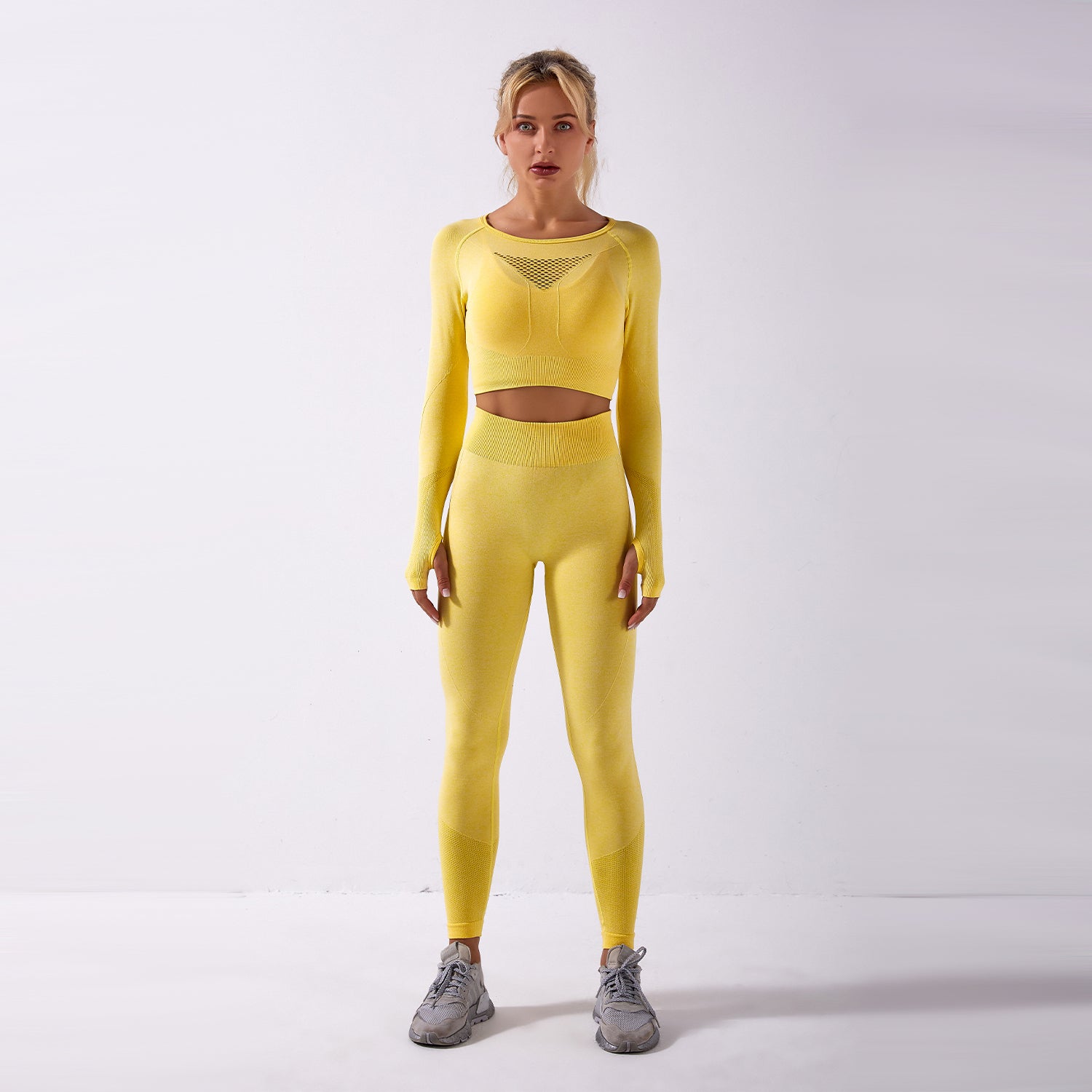 Seamless Gym Yoga Set Long Sleeve & Leggings for Women