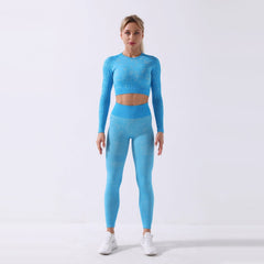 Seamless Yoga Suit Long Sleeve Top & Leggings