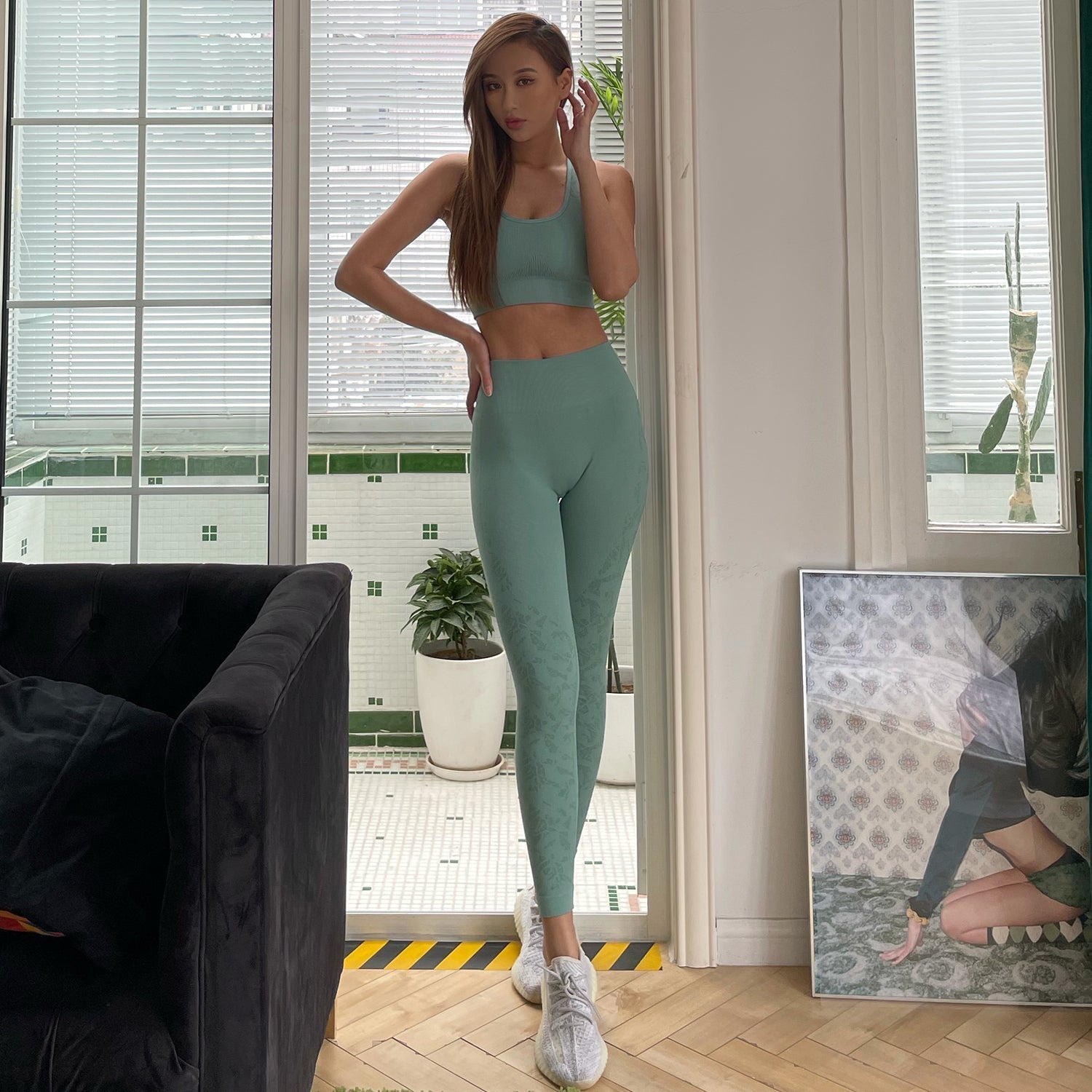 Workout Sets Seamless Sports Bra & Leggings Floral Print