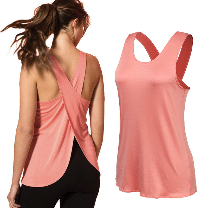 Cross Back Sleeveless Women's Fitness Top