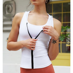 Women's Yoga & Sports Sleeveless Zipper Hooded Tank Top