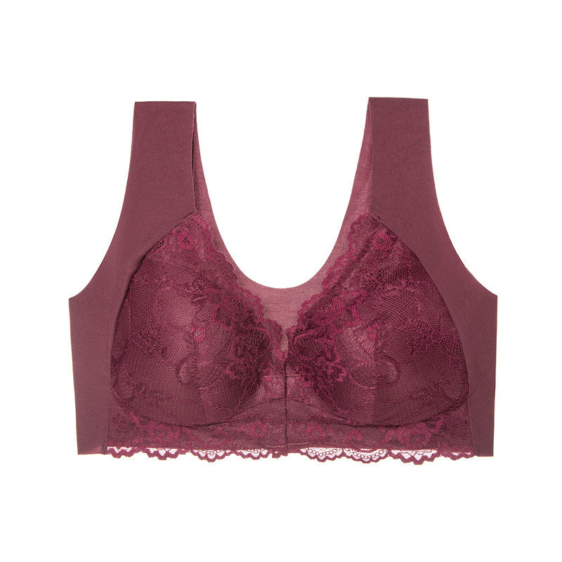 Lace Seamless Wirefree Push-up Pus size Full Coverage Bra Red