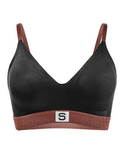 Colorblocked Cross Webbing Seamless Thin Wireless Bra