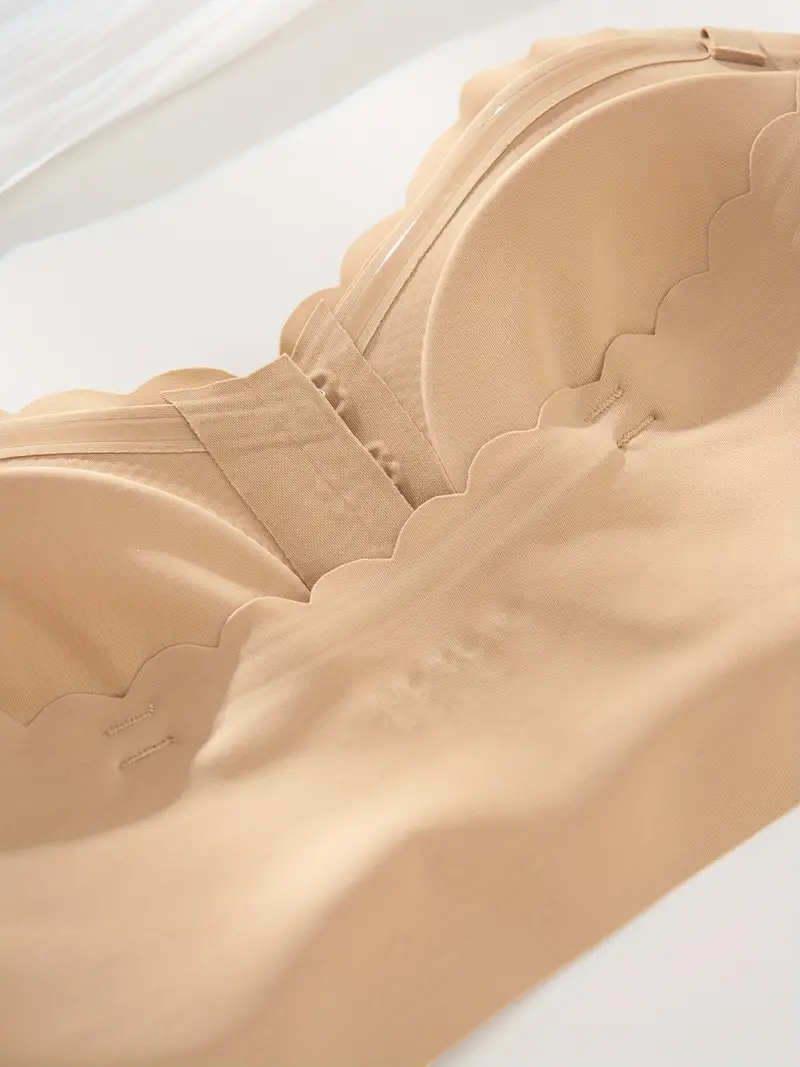 Front Closure Wireless Strapless Bra Beige