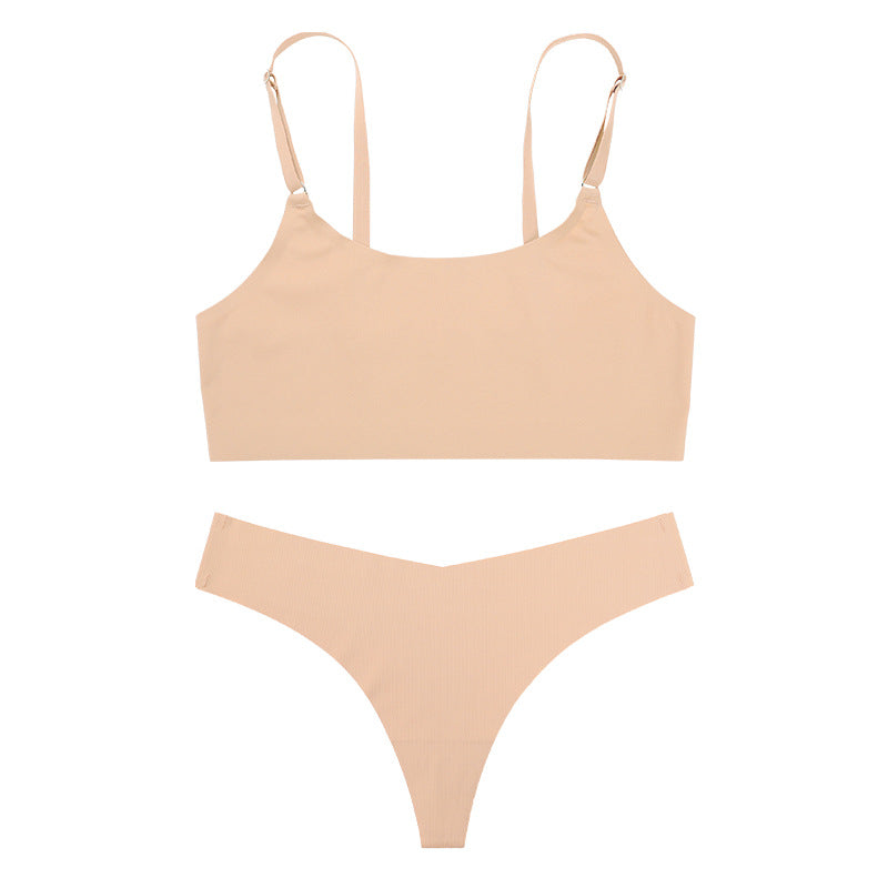 No Show Seamless Solid Bra & Panty Set