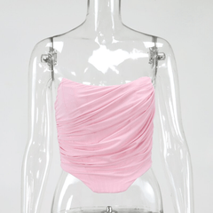 Alana - Pink Mesh Boning Strapless Corset Top