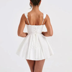 Amarigrace - Fit & Flare Lace Up Sweetheart Mini Dress