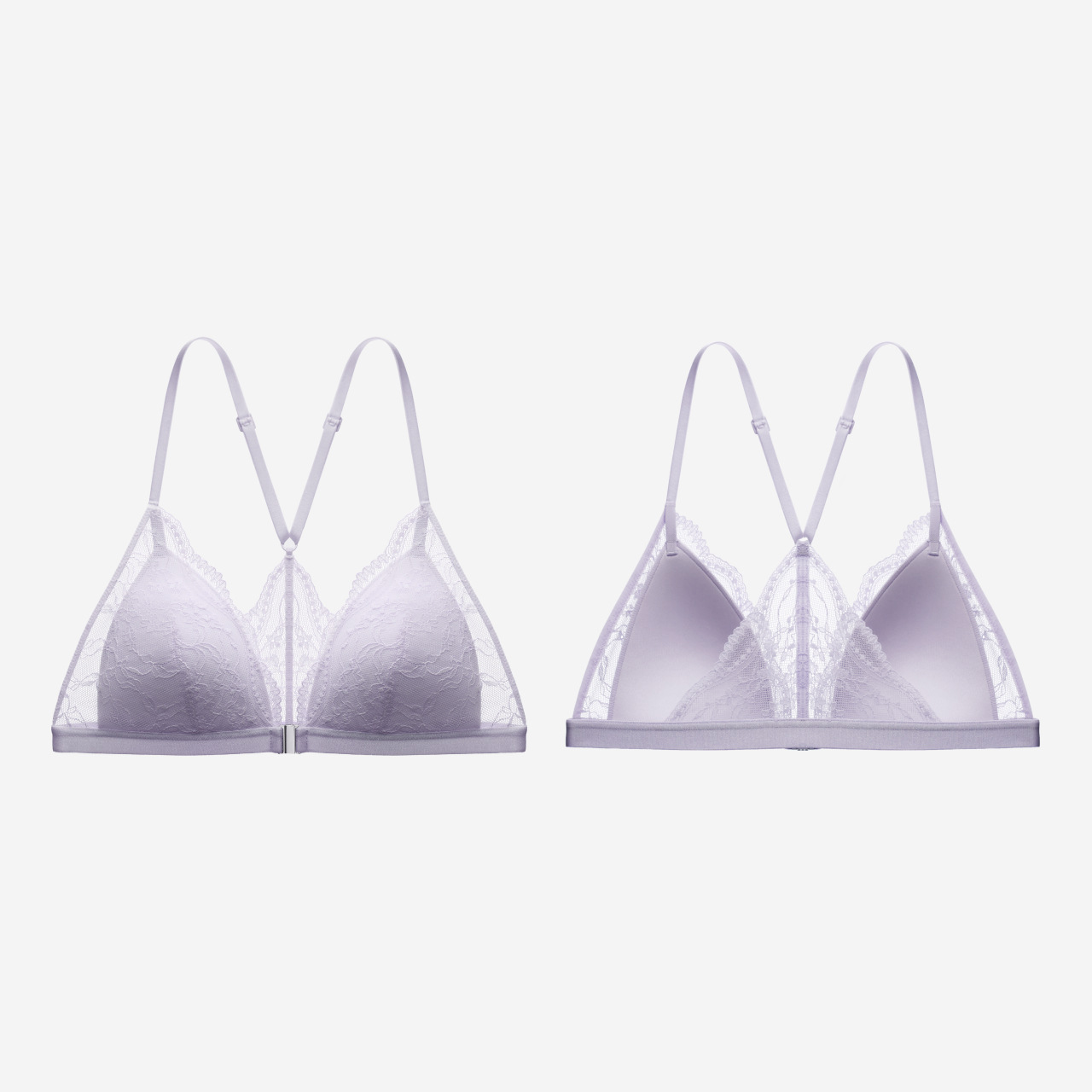 Front closure Lace Mesh Wireless Triangle Racerback Bralette