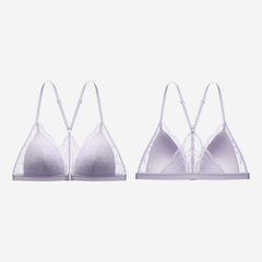 Front closure Lace Mesh Wireless Triangle Racerback Bralette
