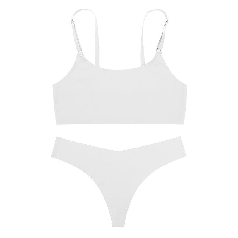 No Show Seamless Solid Bra & Panty Set