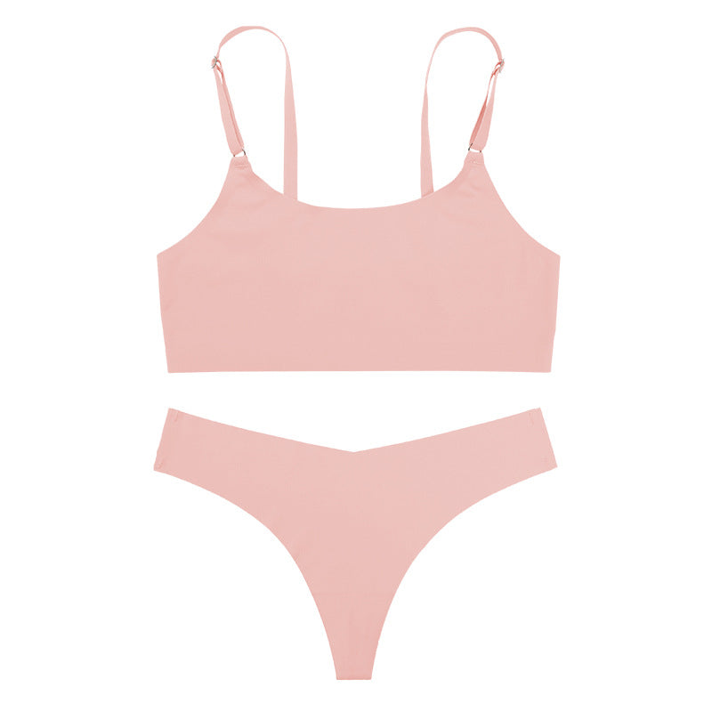 No Show Seamless Solid Bra & Panty Set
