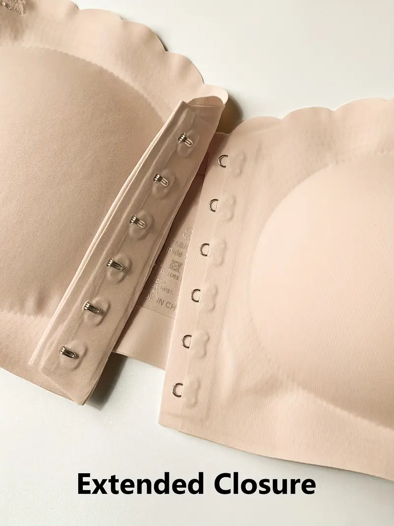 Front Closure Wireless Strapless Bra Beige