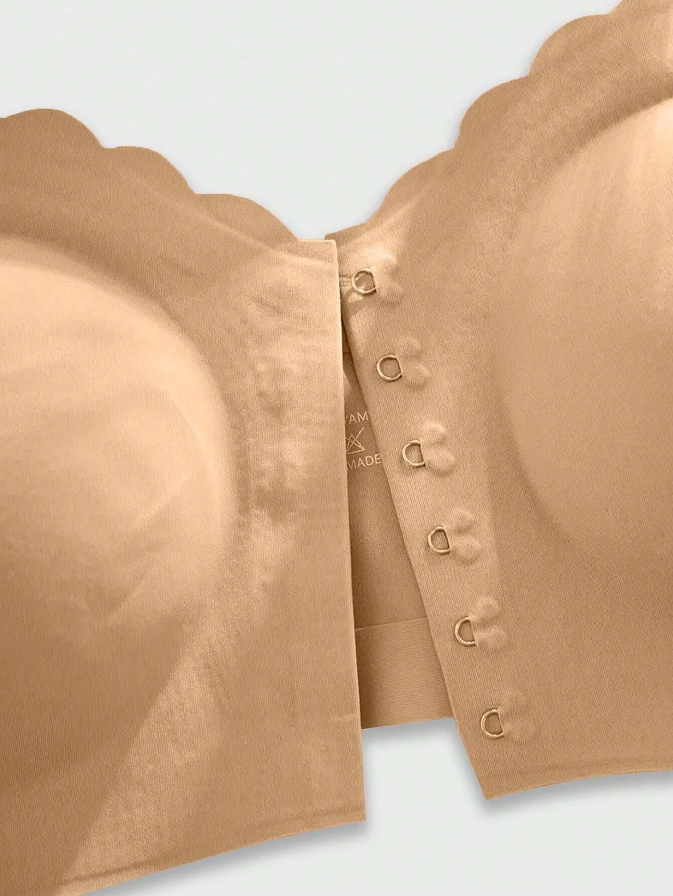 Front Closure Wireless Strapless Bra Beige