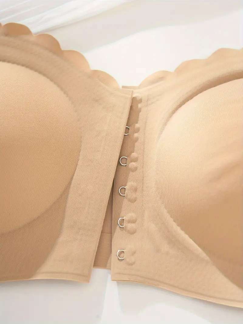 Front Closure Wireless Strapless Bra Beige