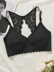 Lace Cut-Out Back Without Steel Ring Wireless Bra