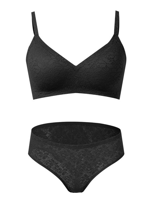 lace French gathered without steel ring bra panty set