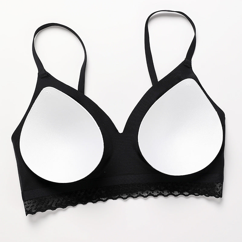 Lace Edge Patchwork Wireless Bra