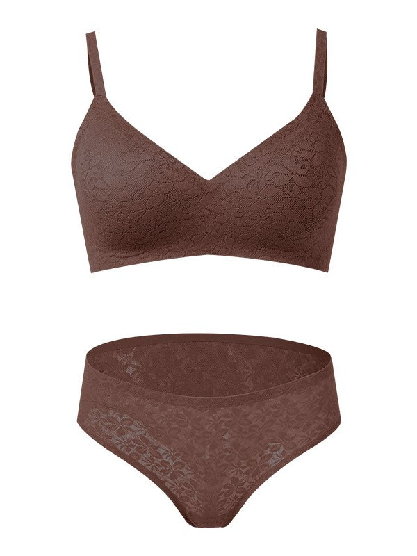 lace French gathered without steel ring bra panty set
