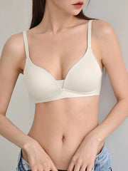 Solid No Show Wireless Bra Beige