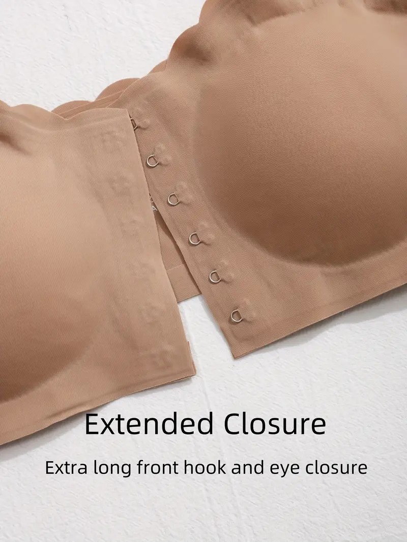 Front Closure Wireless Strapless Bra Beige