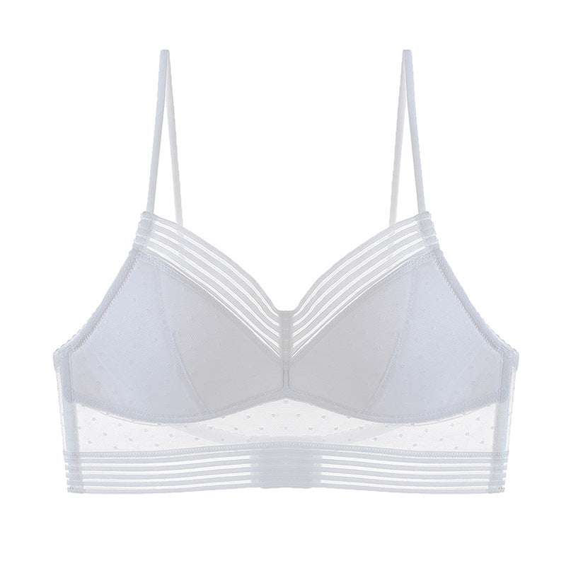 Backless Strapless Bra Push Up Plus Size Women Bralette Wireless Lace Thin Dots
