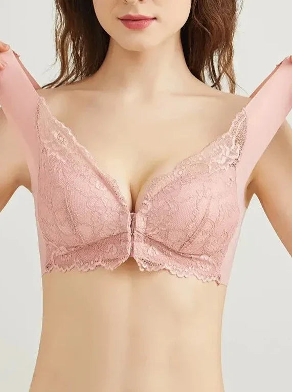 Lace Seamless Wirefree Push-up Pus size Full Coverage Bra Pink