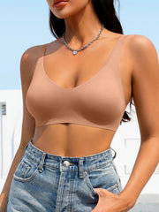 Solid Seamless Bralette LightCoral