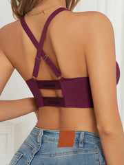 Cross Back Letter Print Wireless Bralette VioletRed