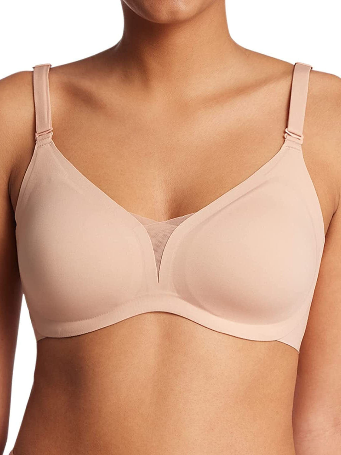 Mesh Wireless Bra & Thong Beige