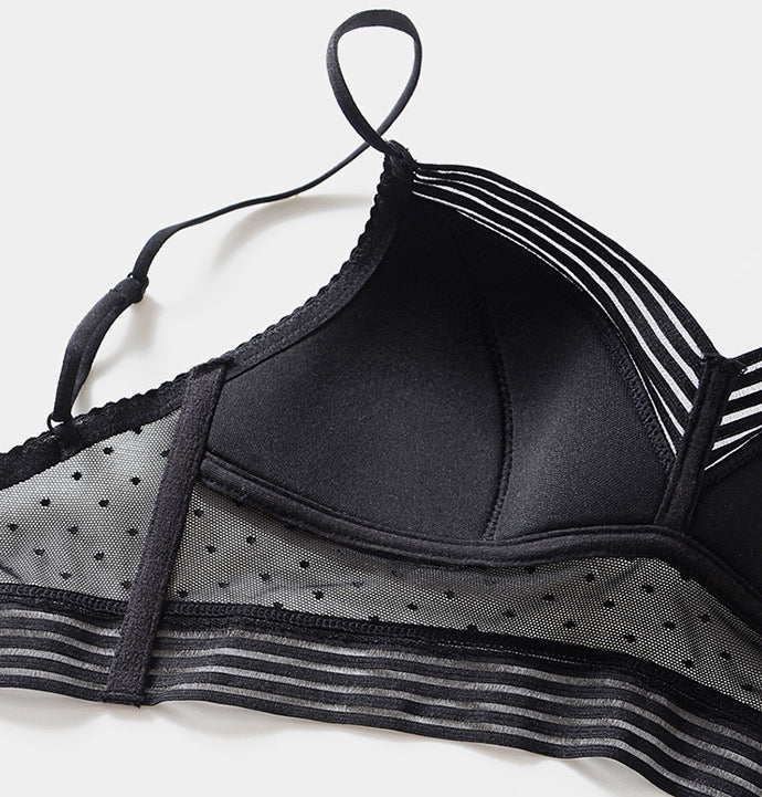 Backless Strapless Bra Push Up Plus Size Women Bralette Wireless Lace Thin Dots