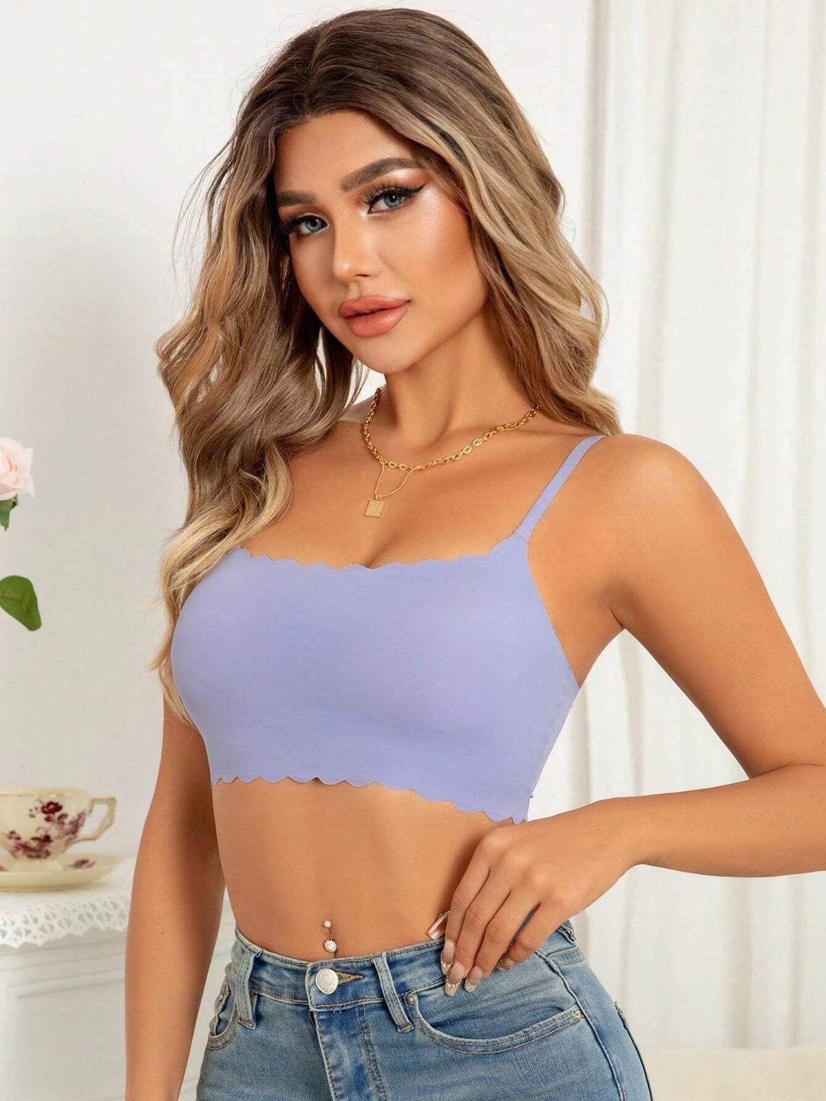 Milk & Coffee Seamless Wireless Bra Skyblue