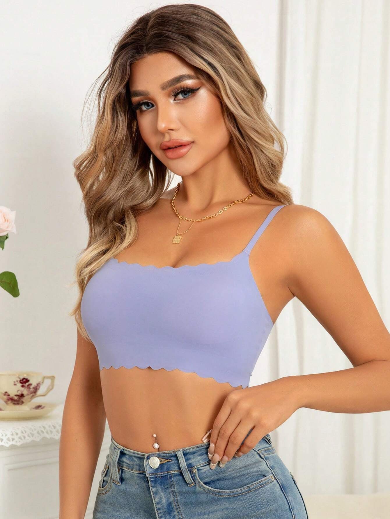 Milk & Coffee Seamless Wireless Bra Skyblue